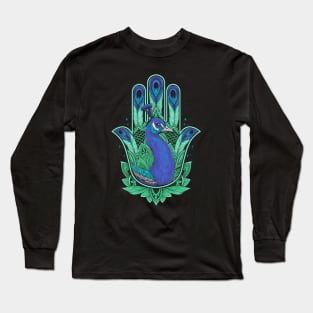 Peacock Hamsa Long Sleeve T-Shirt